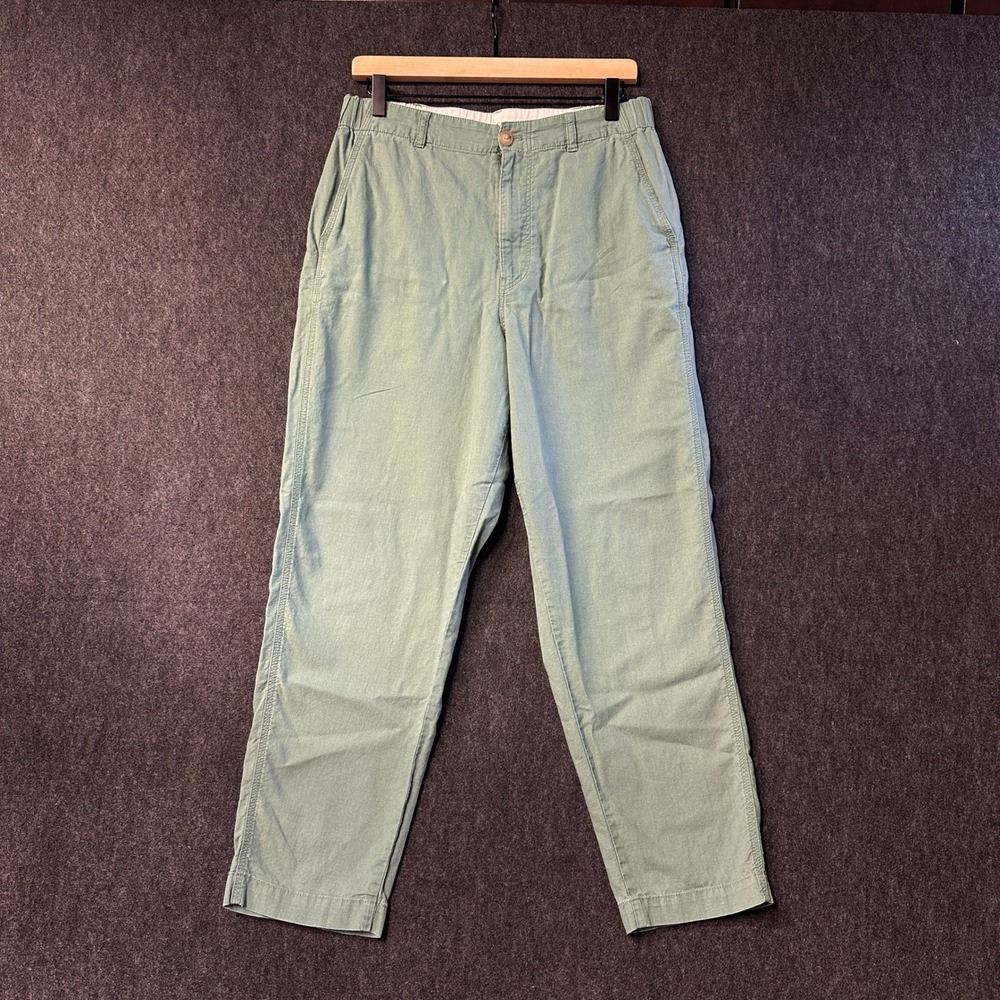 Uniqlo Womens Medium Linen Cotton Tapered Sage Pants Minimalist Capsule